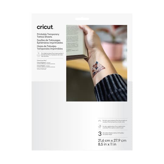 Cricut® 8.5" x 11" Transparent Printable Temporary Tattoo Sheets, 3ct.